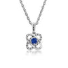Silver Elegance Ruby and Blue Sapphire Love Knot Necklace (PESP2042CR / PESP2042CBS)