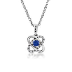 Silver Elegance Ruby and Blue Sapphire Love Knot Necklace