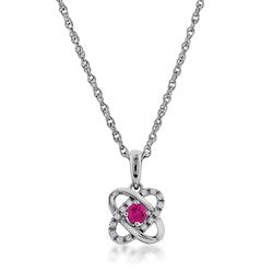 Silver Elegance Ruby and Blue Sapphire Love Knot Necklace