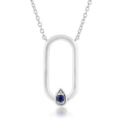 Silver Elegance Blue Sapphire Necklace and Earrings