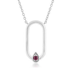 Silver Elegance Ruby Necklace and Earrings