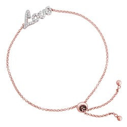 Silver Elegance Sterling Silver Love Bolo W/ Rose Gold Plate Bracelet