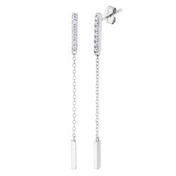 Silver Elegance Sterling Silver Bar Drop Necklace and Earrings