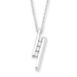 Silver Elegance-CZ Silver Bar Necklace