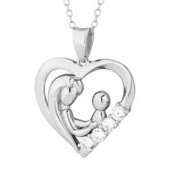Silver Elegance Sterling Silver Heart Necklace (SESP654)
