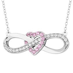 Silver Elegance-CZ Silver Infinity w/ Heart Necklace