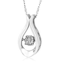 White Gold Tear Drop Glimmer Diamond Necklace